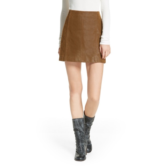 Free People Dresses & Skirts - Free People- Brown Structured Zip Up Mini Skirt